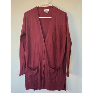 Old Navy Cardigan Sweater Boyfriend Cardi Marin Berry Maroon Womens Medium